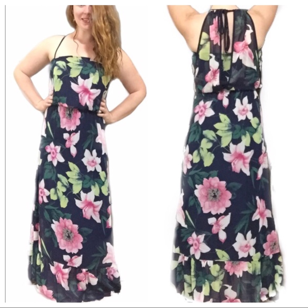 Tropical Floral Maxi Dress - Picture 1 of 4